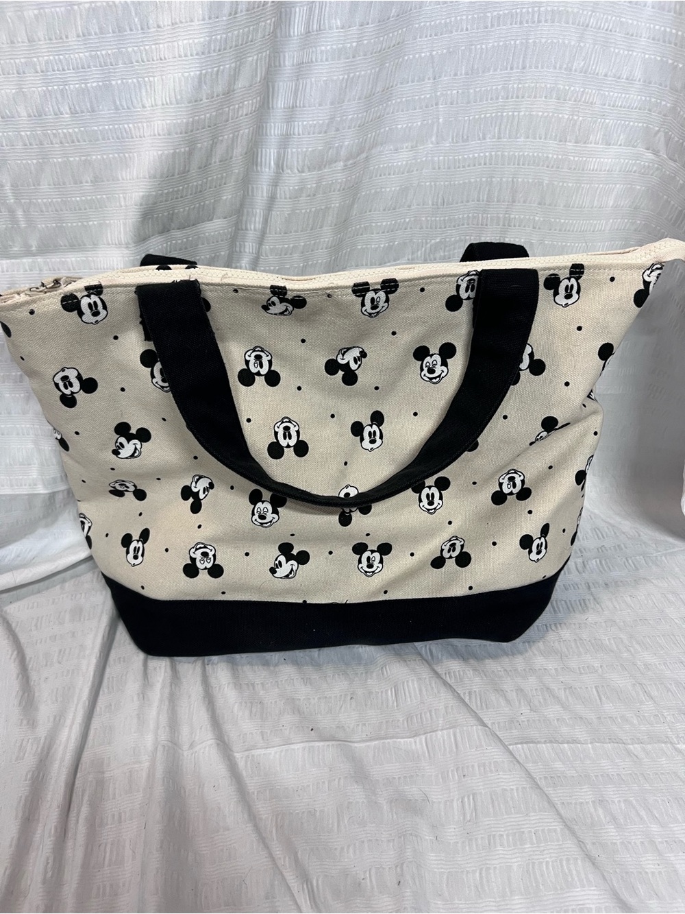Disney Black & Cream Mickey Canvas Tote Bag